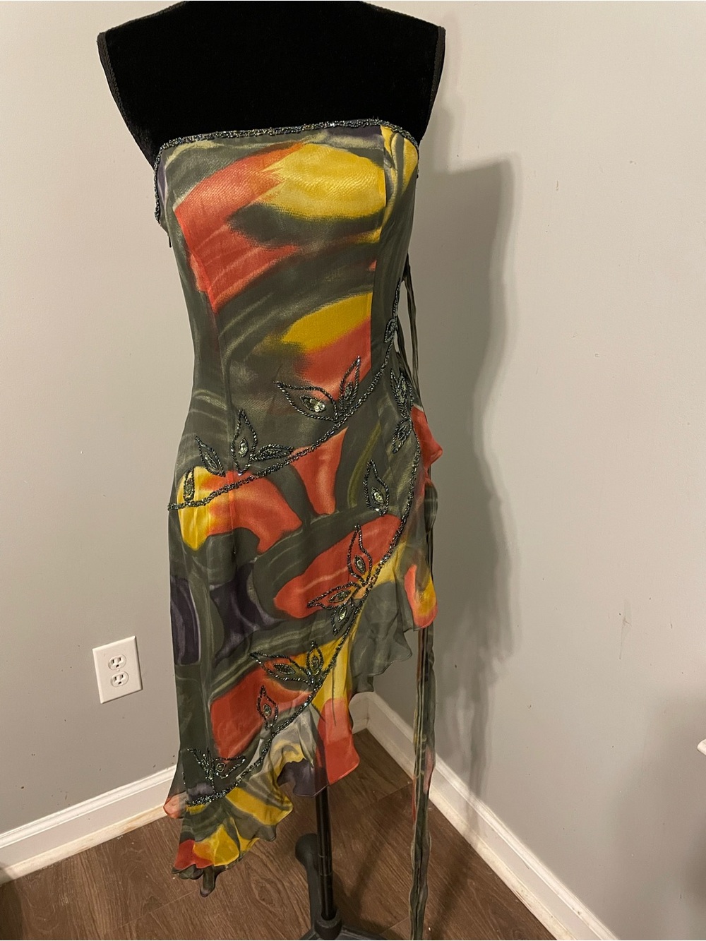 Vintage Cassandra Stone Strapless Floral Tunic